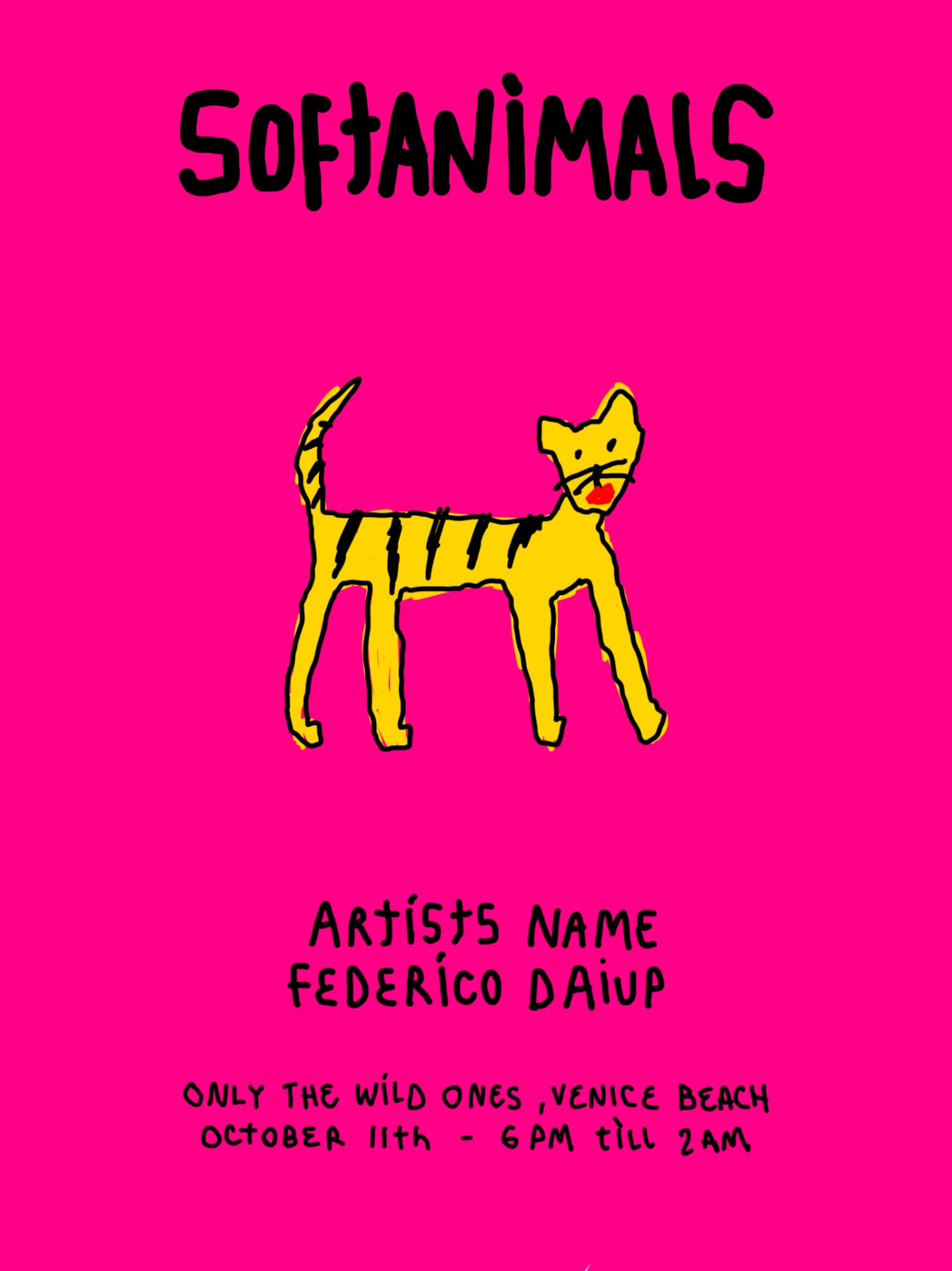 Pink cat flyer used as demo cover artwork